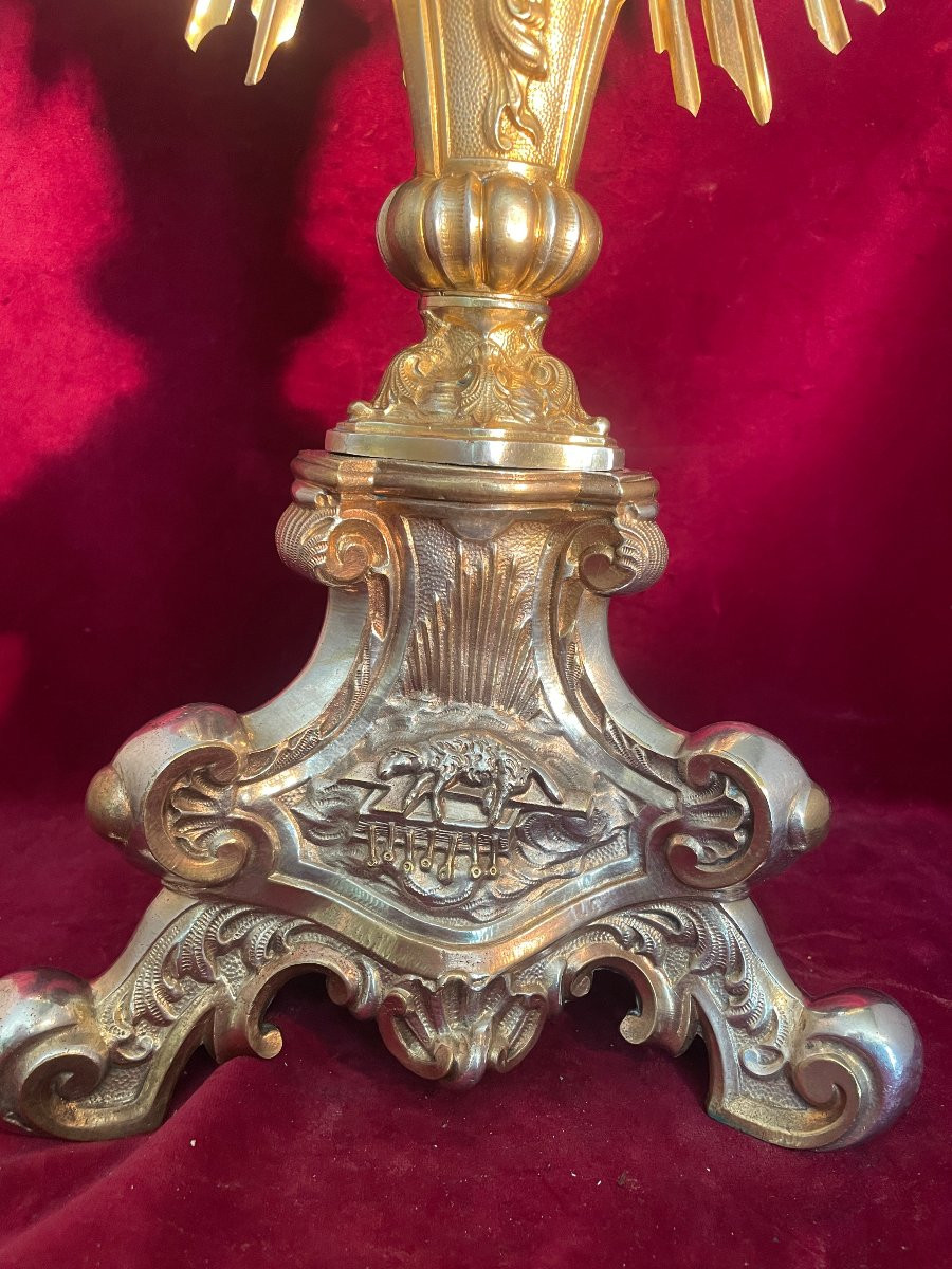 Complete Monstrengy In Gilt And Silver Bronze-photo-4