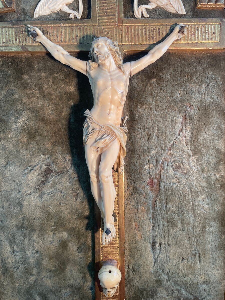 CHRIST D ALCOVE 18 EME SIECLE CADRE BOIS DORE-photo-4
