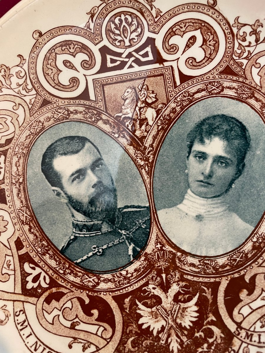 Three Sarreguemines Plates Tsar And Tsarina Nicholas Ii-photo-4