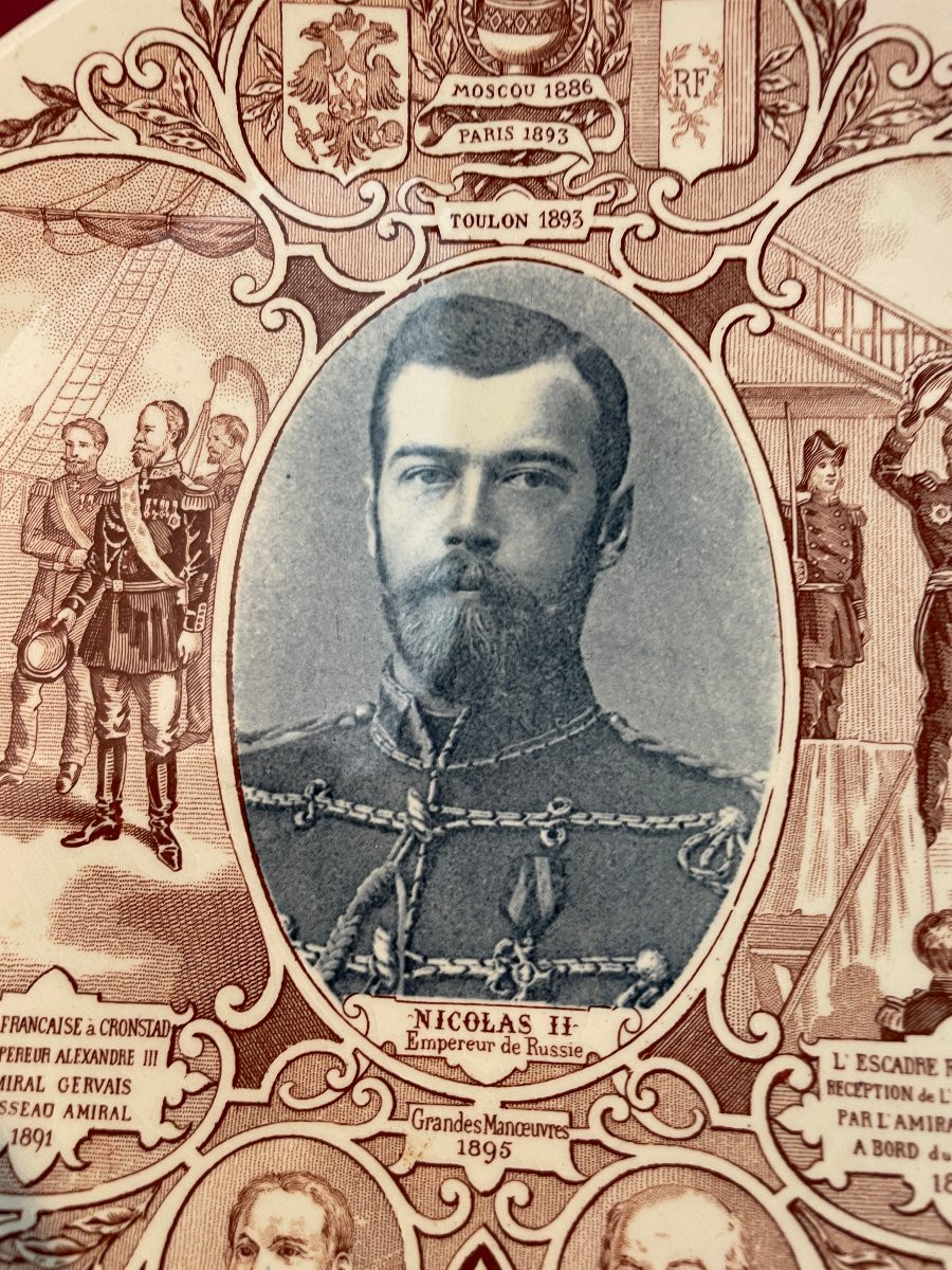 Three Sarreguemines Plates Tsar And Tsarina Nicholas Ii-photo-5