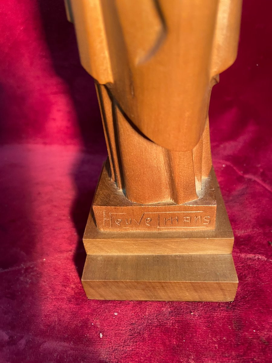 Virgin And Child Mahogany And Ivory Heuvelmans Chriselephantine Art Deco-photo-2