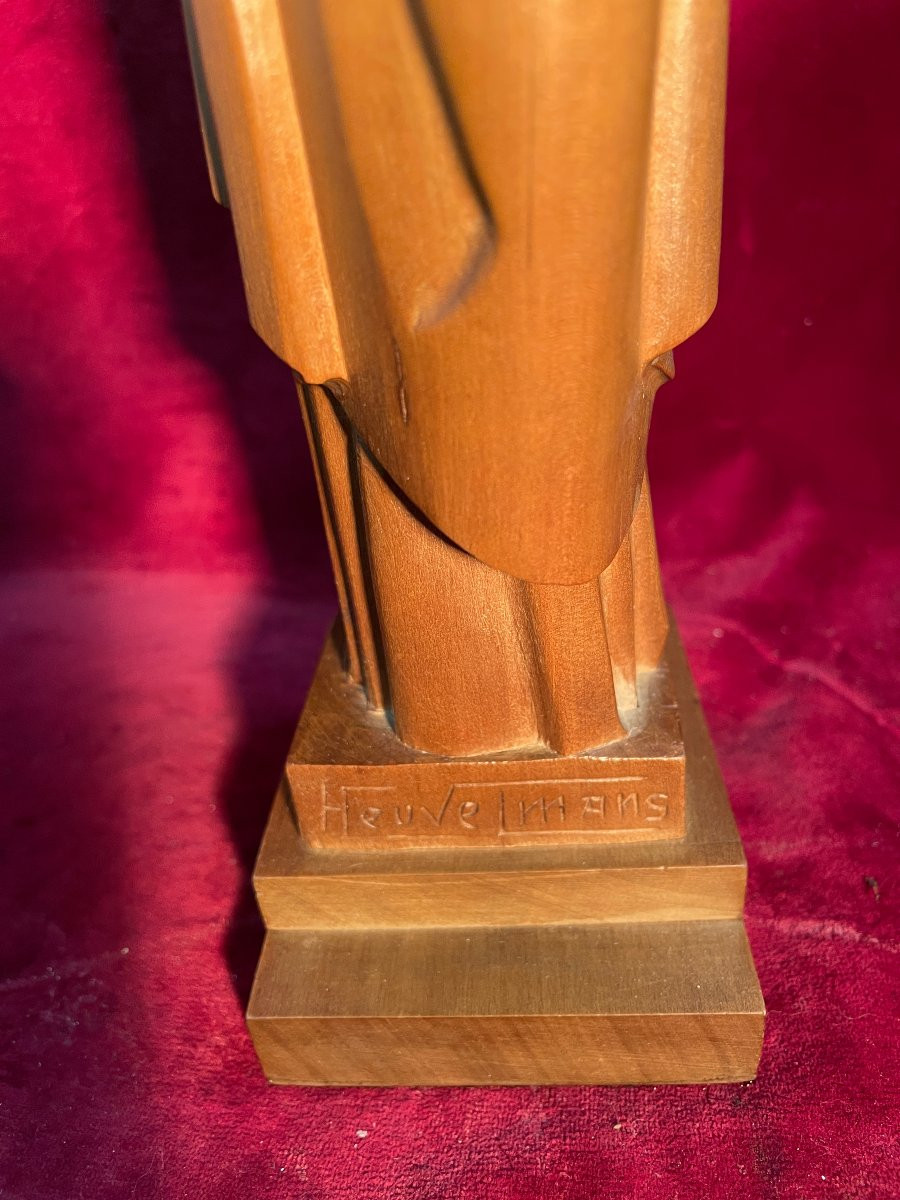 Virgin And Child Mahogany And Ivory Heuvelmans Chriselephantine Art Deco-photo-3
