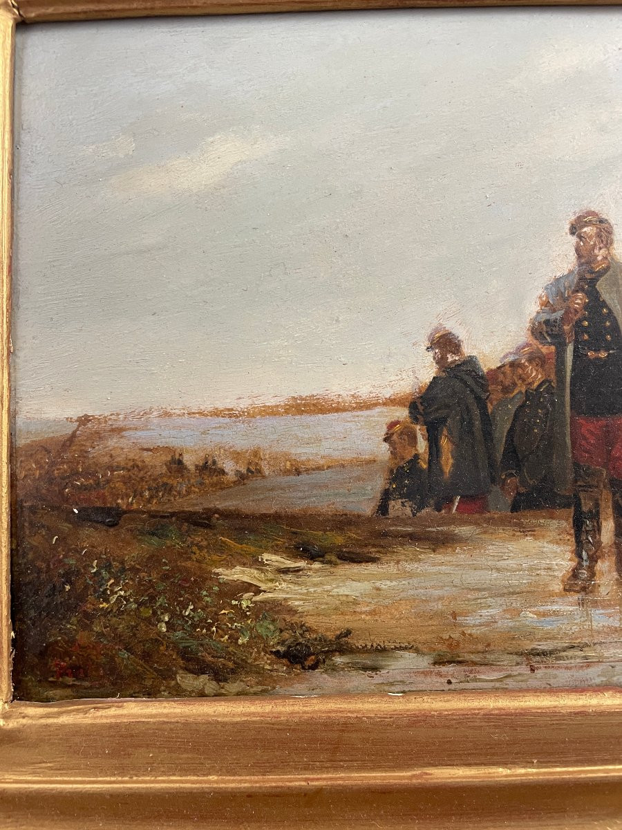 TABLEAU SUR PANNEAU ACAJOU SOLDATS NAPOLEON III -photo-3