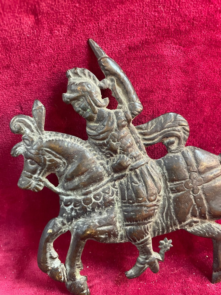 BRONZE D APPLIQUE SOLDAT CAVALIER RENAISSANCE -photo-2
