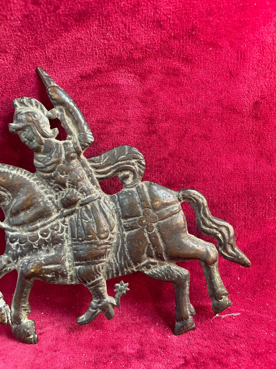 BRONZE D APPLIQUE SOLDAT CAVALIER RENAISSANCE -photo-3