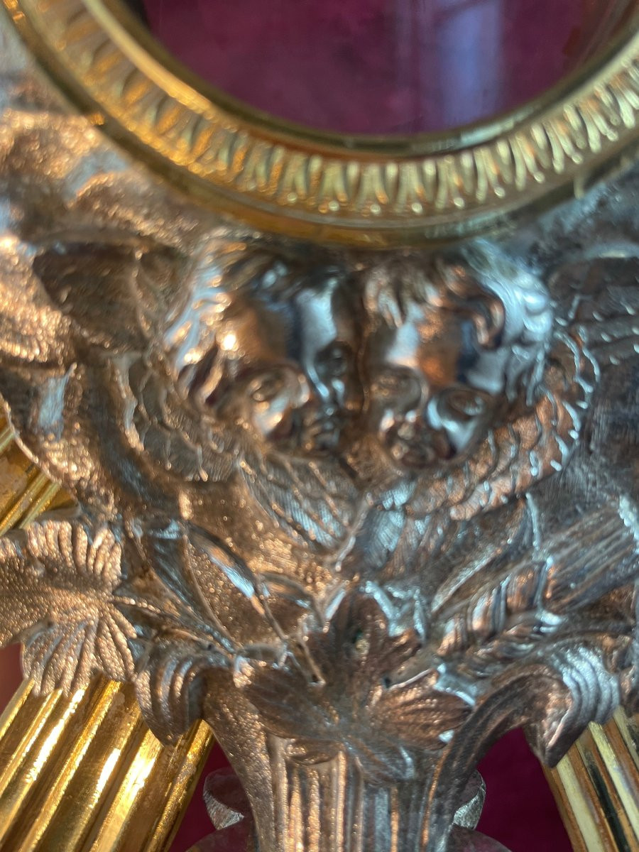 OSTENSOIR COMPLET BRONZE DORE ET ARGENTE-photo-3