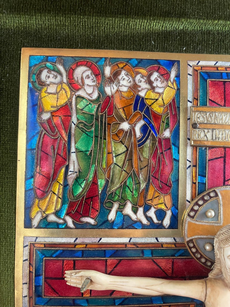 EMAUX CLOISONNES CRUCIFIXION CHRIST HAUTE EPOQUE  -photo-2