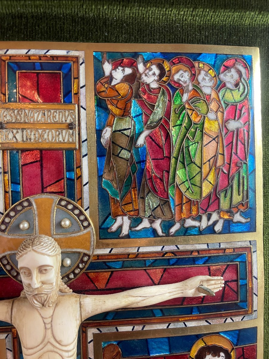 EMAUX CLOISONNES CRUCIFIXION CHRIST HAUTE EPOQUE  -photo-3