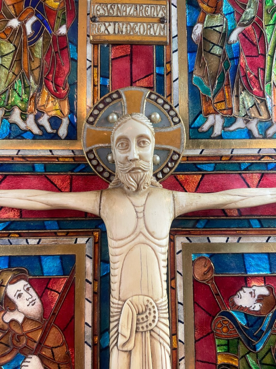 EMAUX CLOISONNES CRUCIFIXION CHRIST HAUTE EPOQUE  -photo-1