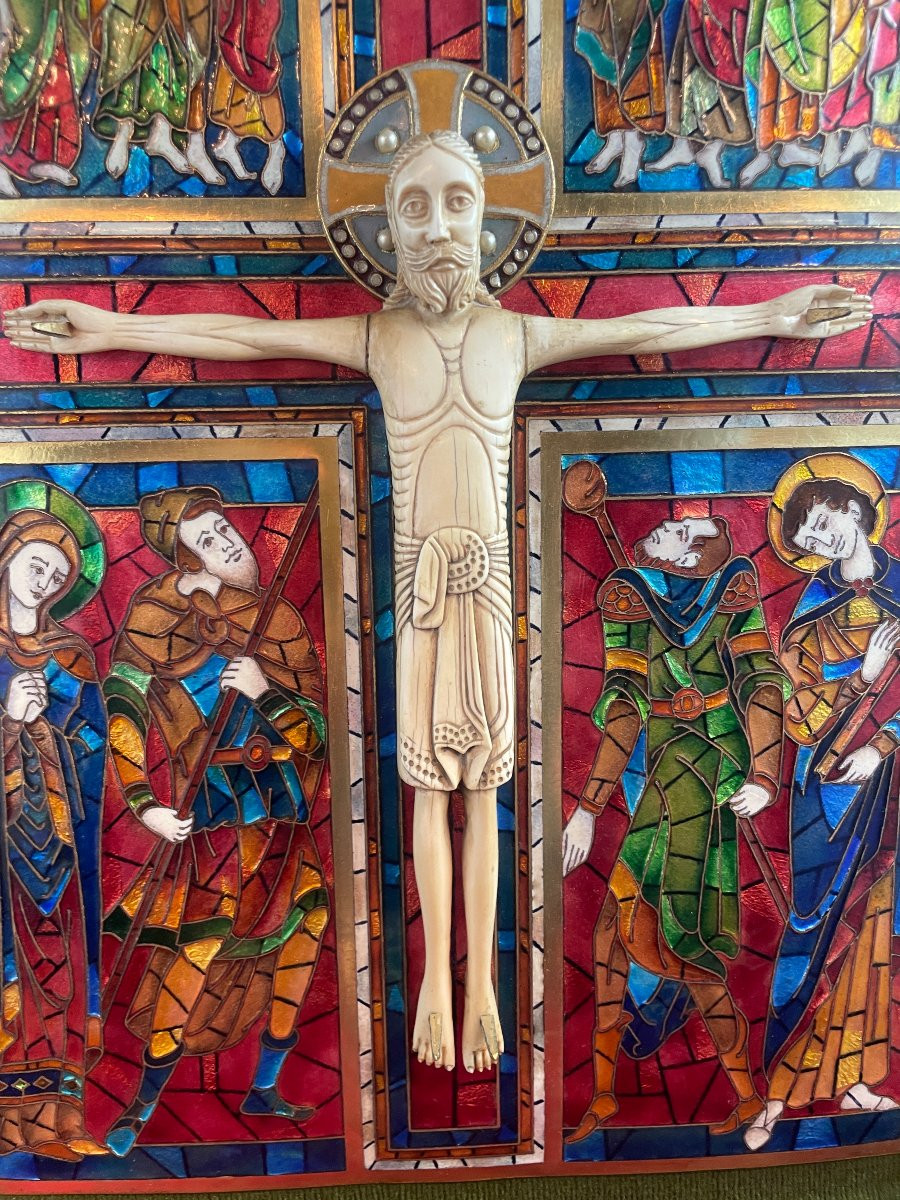 EMAUX CLOISONNES CRUCIFIXION CHRIST HAUTE EPOQUE  -photo-2