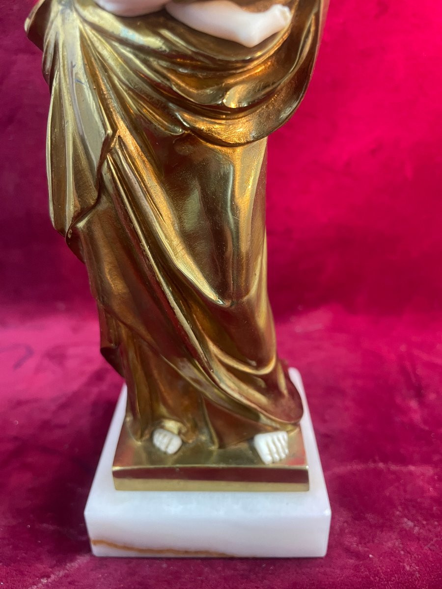 VIERGE BRONZE DOREE CHRISELEPHANTINE-photo-3