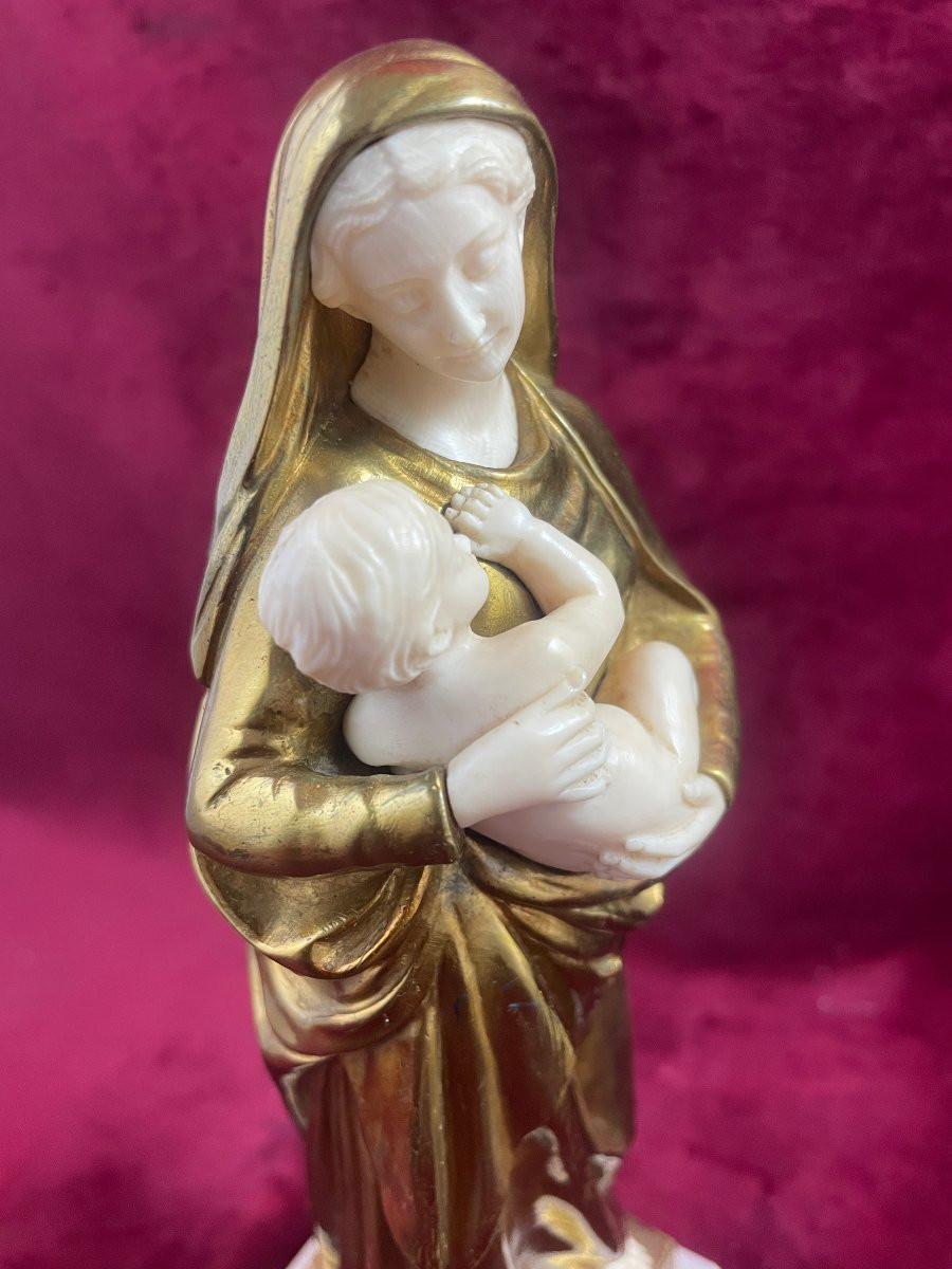 VIERGE BRONZE DOREE CHRISELEPHANTINE-photo-4