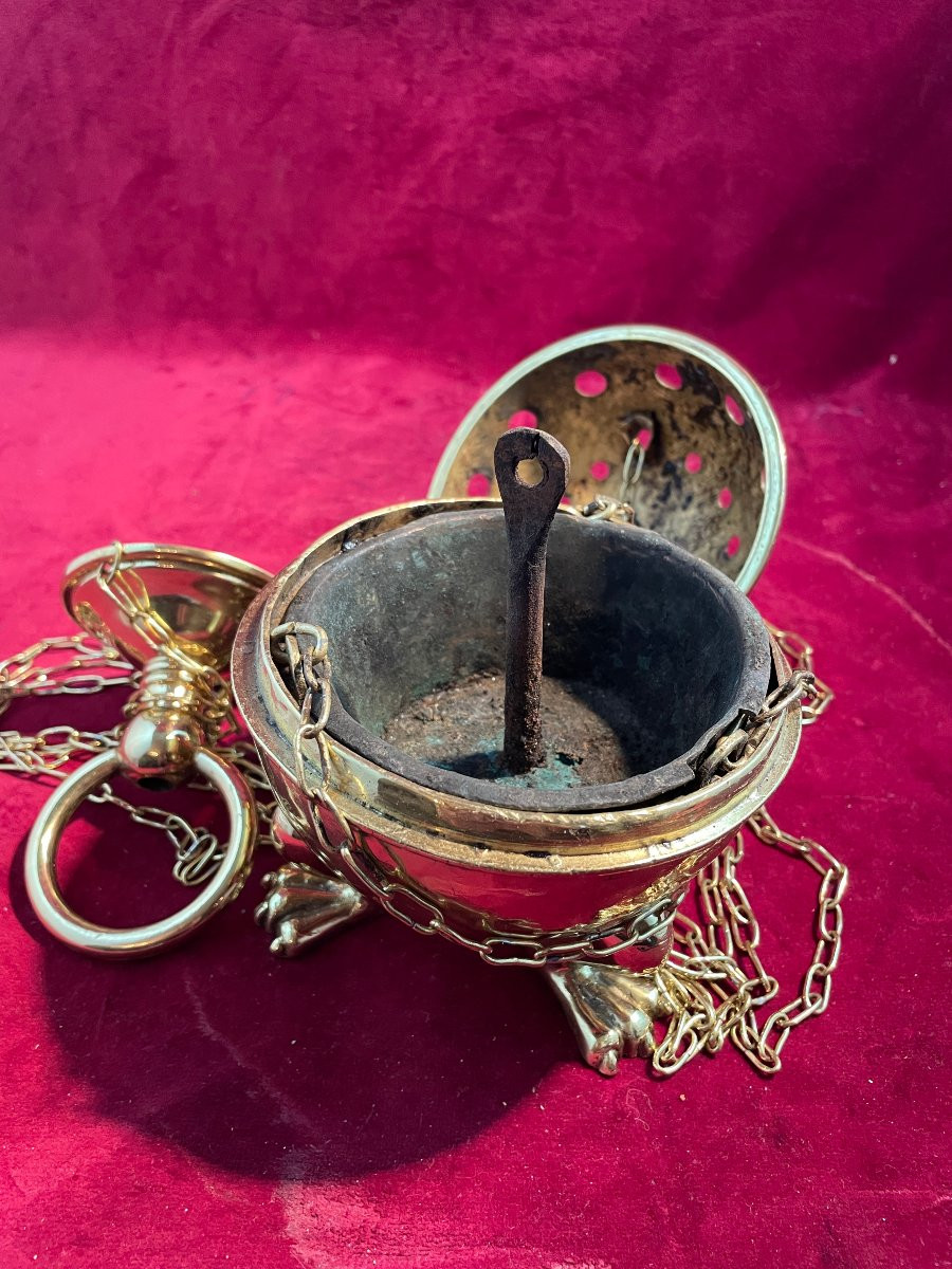 Tripod Gilt Bronze Incense Burner-photo-2