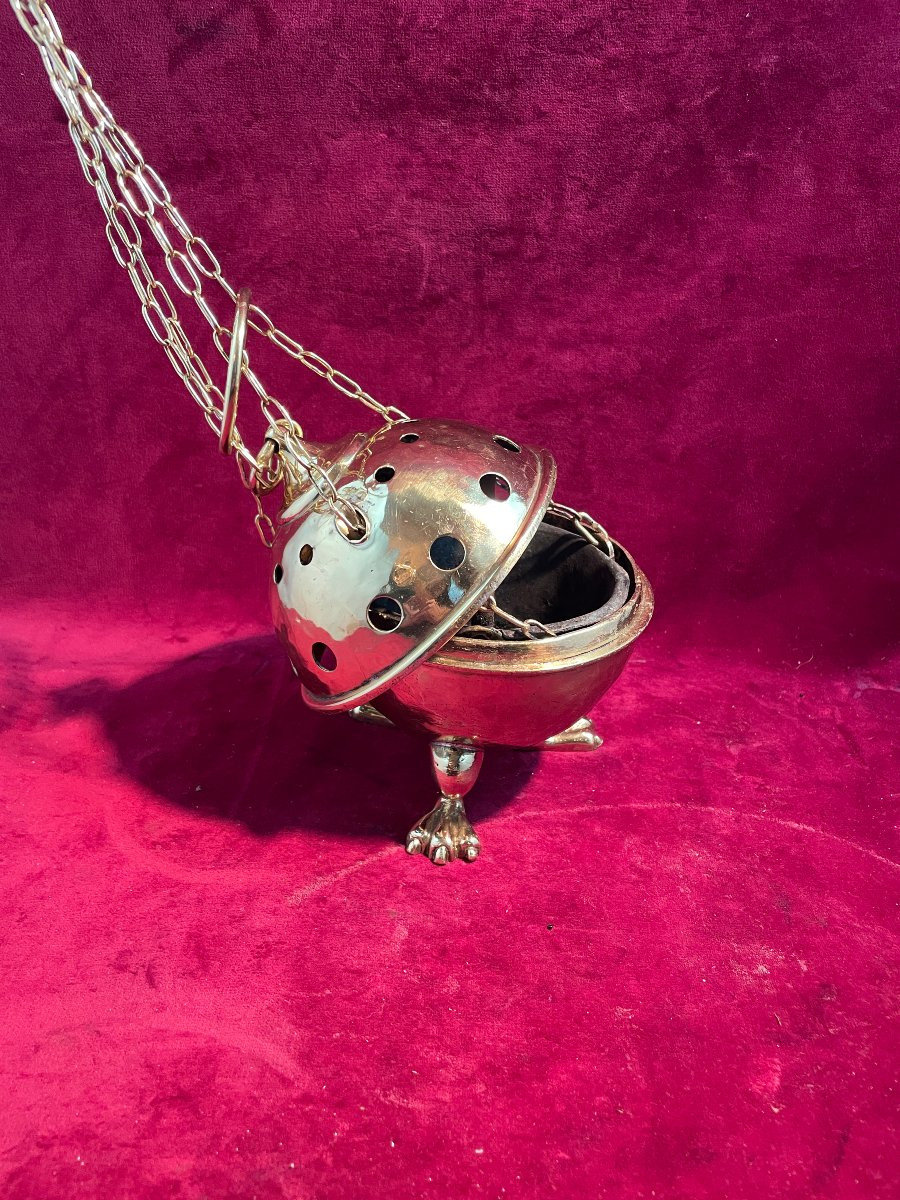 Tripod Gilt Bronze Incense Burner-photo-3