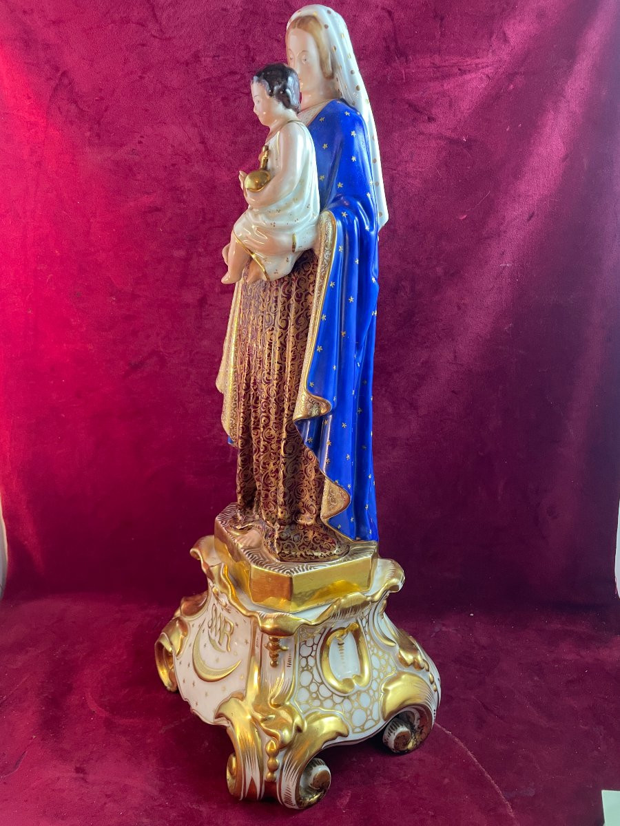 Virgin And Child Porcelain Statue Old Paris-photo-4