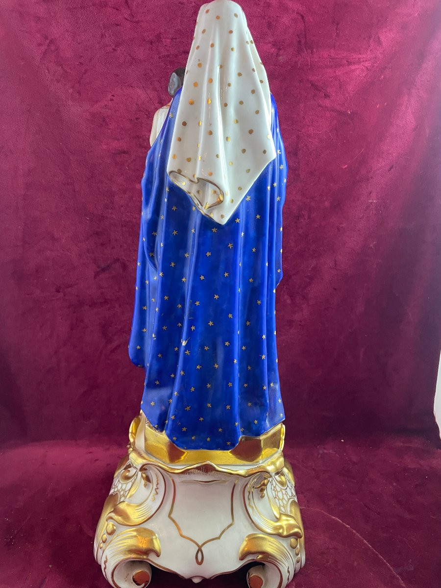Virgin And Child Porcelain Statue Old Paris-photo-4