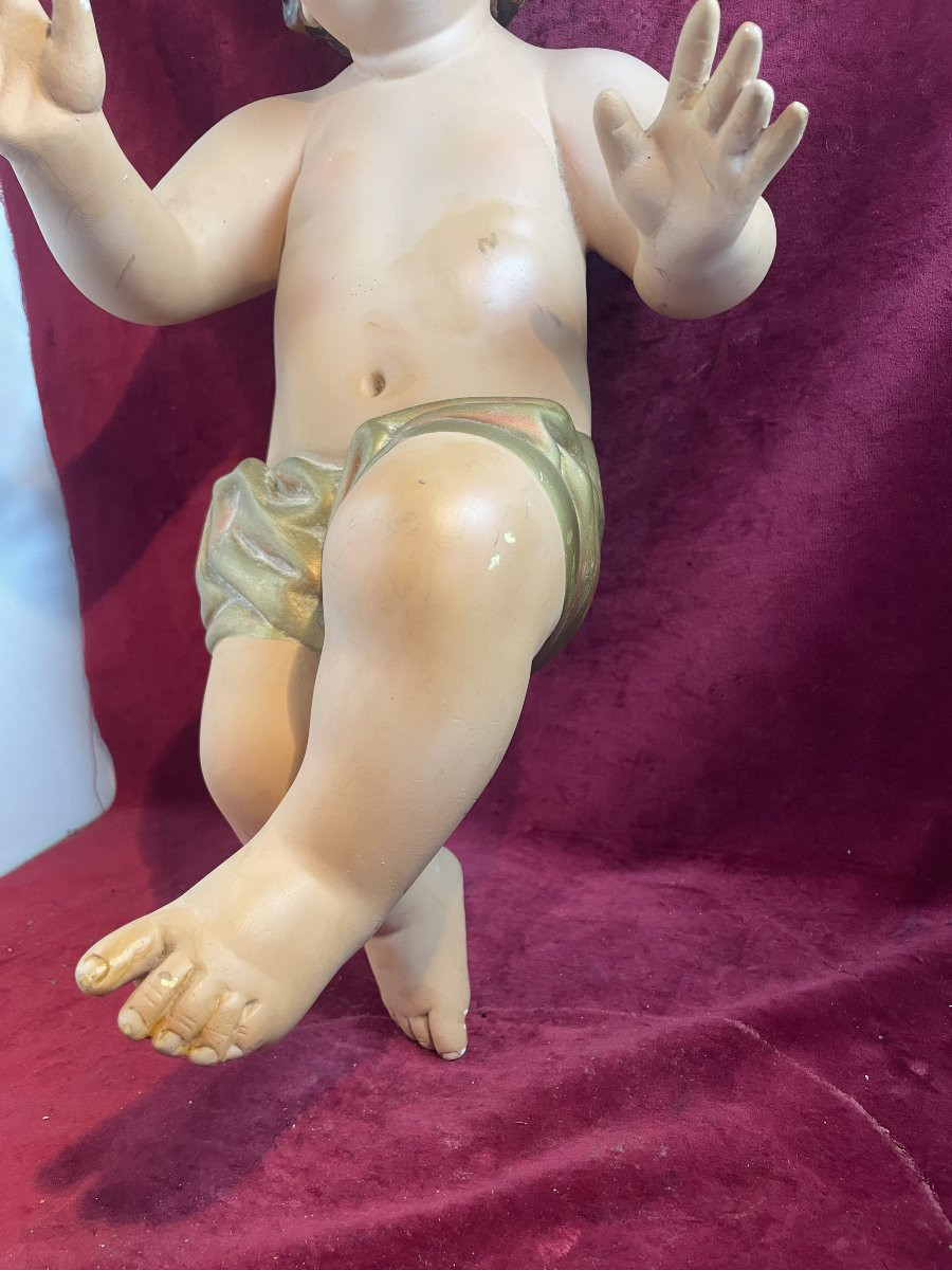 Nativity Scene Jesus, Plaster, Patina, Glass Eyes-photo-1