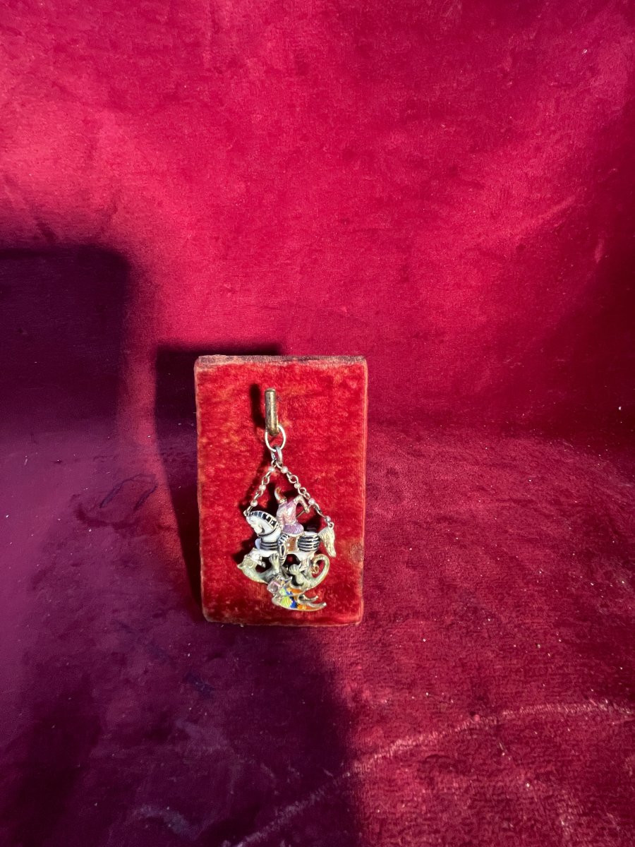 St. George Pendant, Silver And Enamel, Austro-hungarian Empire-photo-4