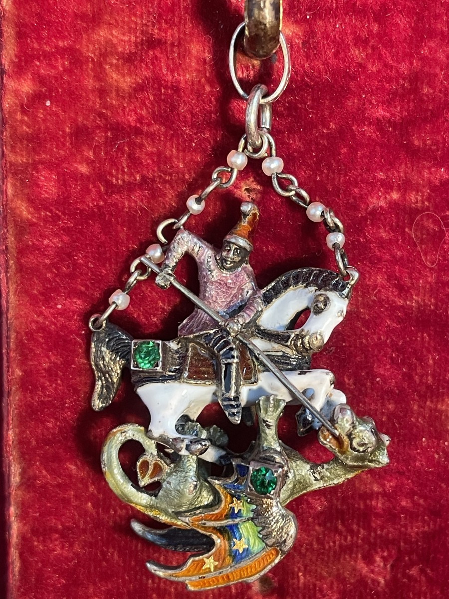 St. George Pendant, Silver And Enamel, Austro-hungarian Empire