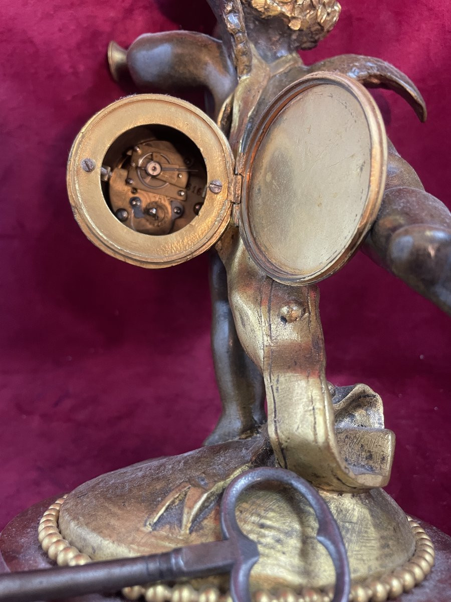 Bronze Angel Musician Clock-photo-3