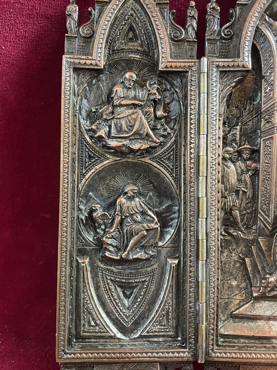 TRIPTYQUE  EN BRONZE CUIVRE  NATIVITE-photo-4