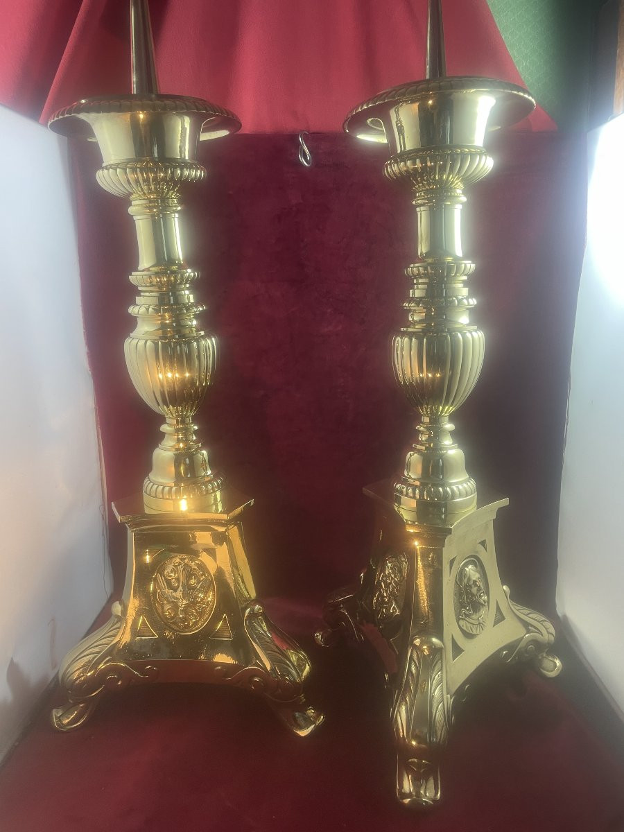 Large Bronze Candle Holder-photo-4