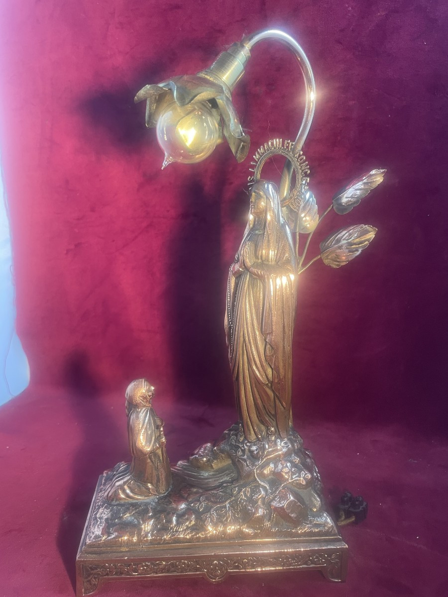 LAMPE DE CHEVET DE DEVOTION LOURDES IMMACULEE CONCEPTION