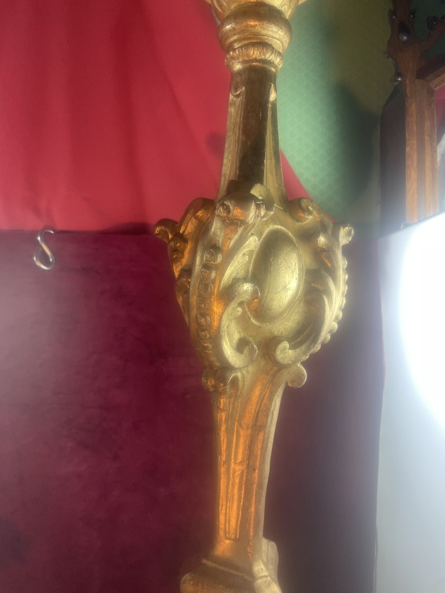 PIQUE CIERGES GRAND MODELE BOIS DORE PAIRE-photo-3