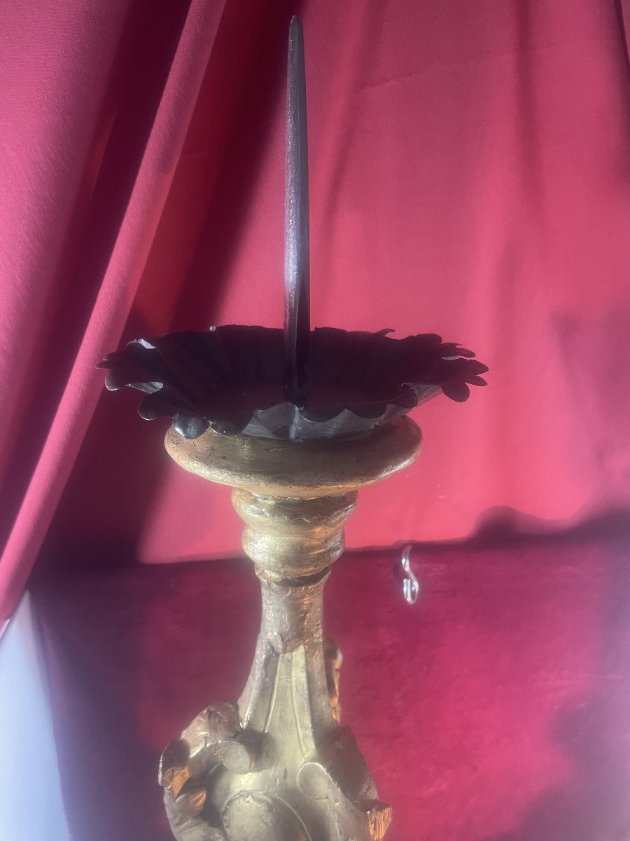 PIQUE CIERGES GRAND MODELE BOIS DORE PAIRE-photo-4