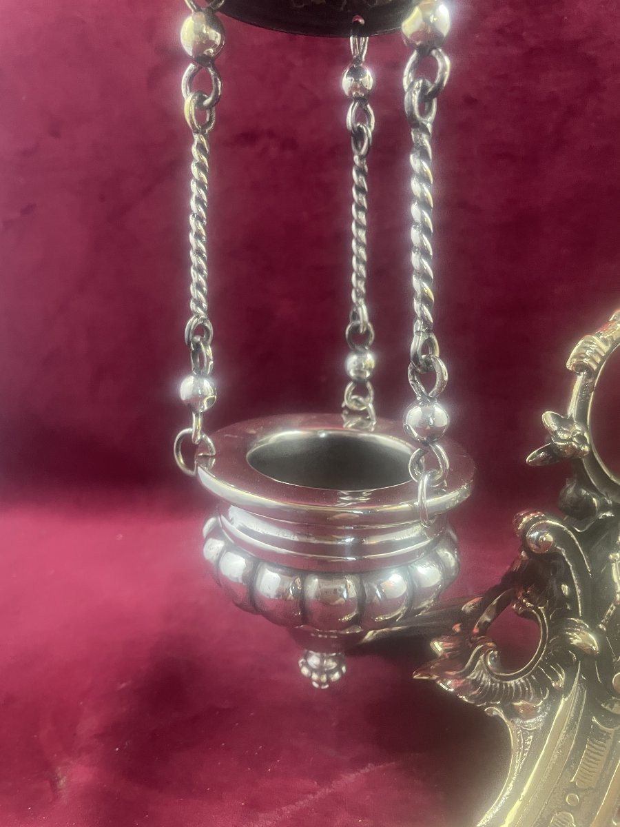 Gilded Bronze Altar Night Light Oil Lamp-photo-2