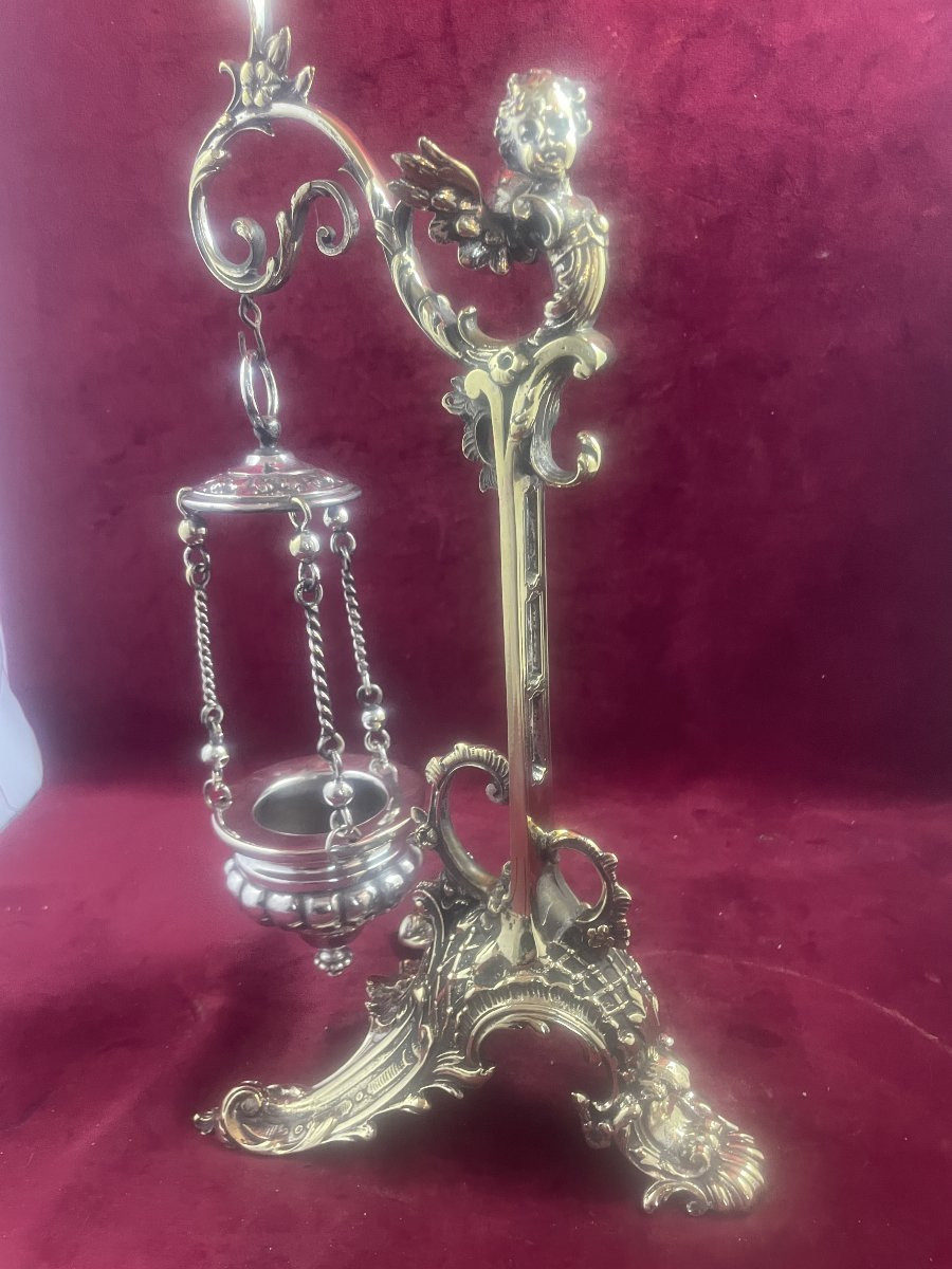 Gilded Bronze Altar Night Light Oil Lamp-photo-3