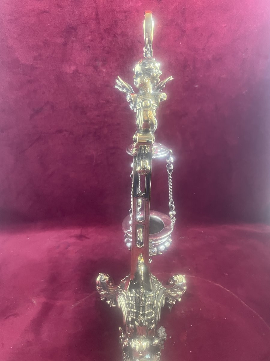 Gilded Bronze Altar Night Light Oil Lamp-photo-3