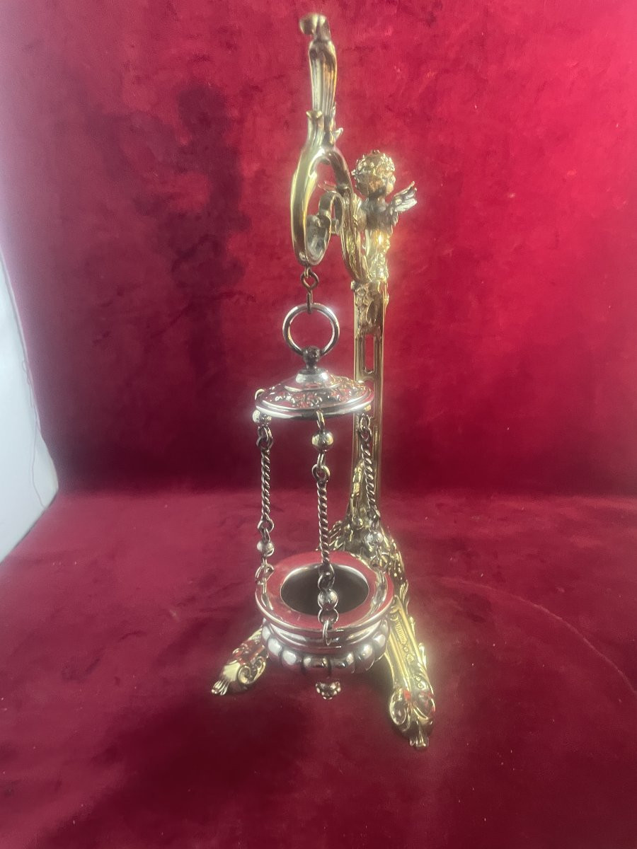 Gilded Bronze Altar Night Light Oil Lamp-photo-4