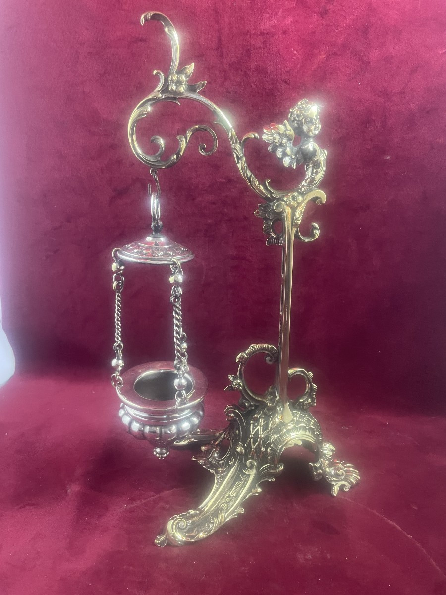 Gilded Bronze Altar Night Light Oil Lamp