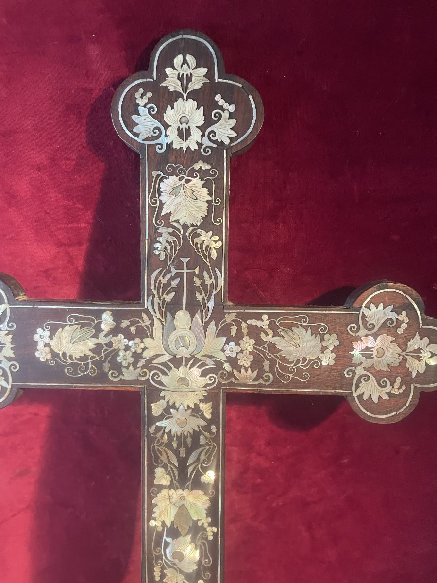 Indochinese Cross In Rosewood And Mother-of-pearl-photo-2