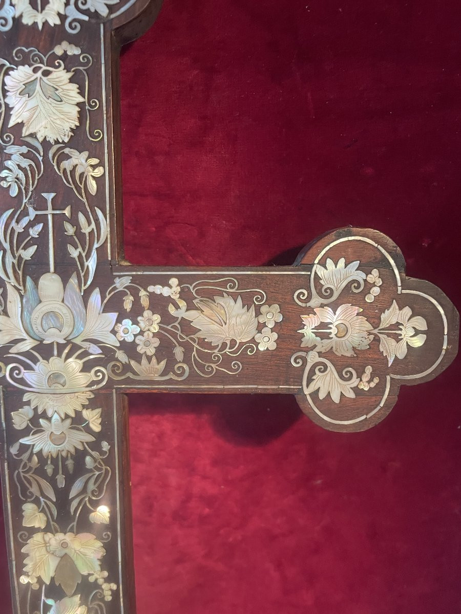 Indochinese Cross In Rosewood And Mother-of-pearl-photo-4