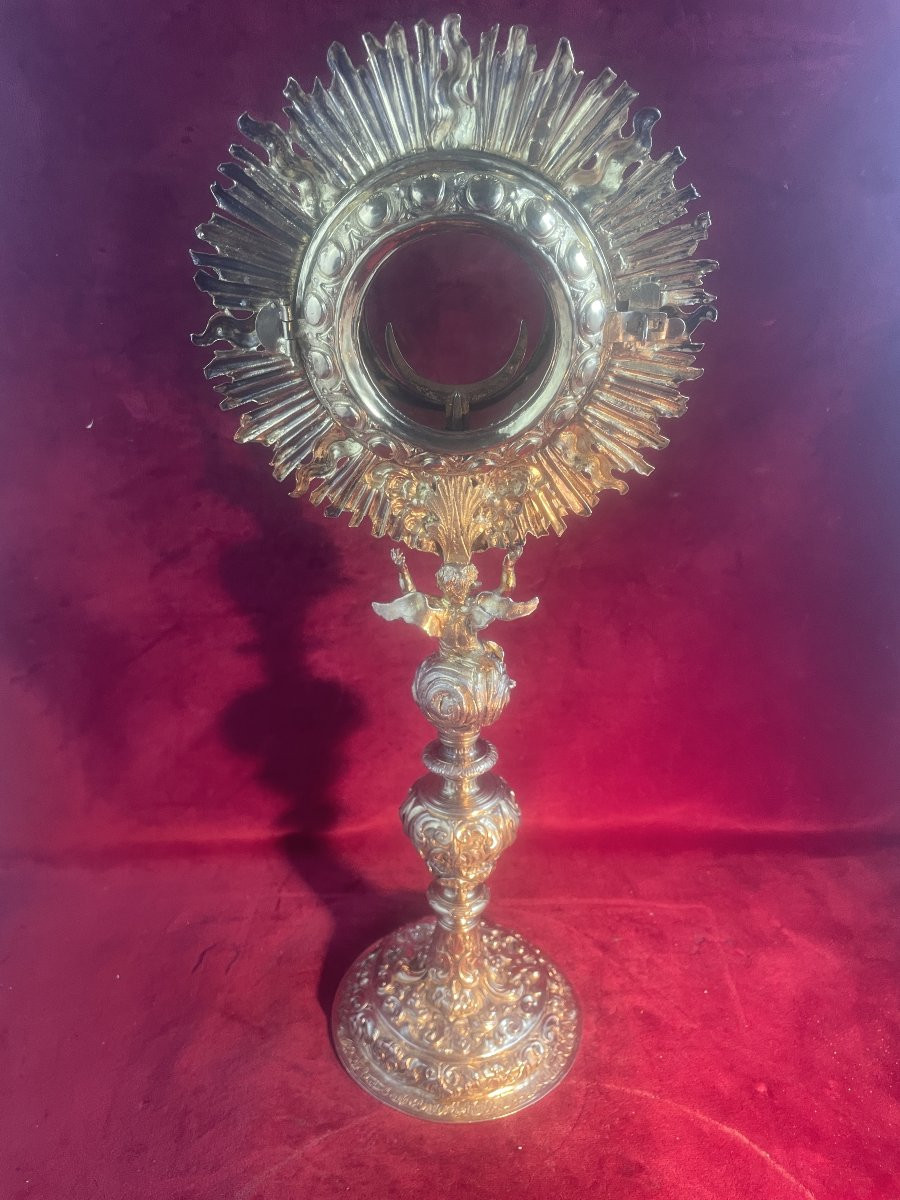 OSTENSOIR ITALIEN XVIII EME SIECLE EN VERMEIL-photo-2