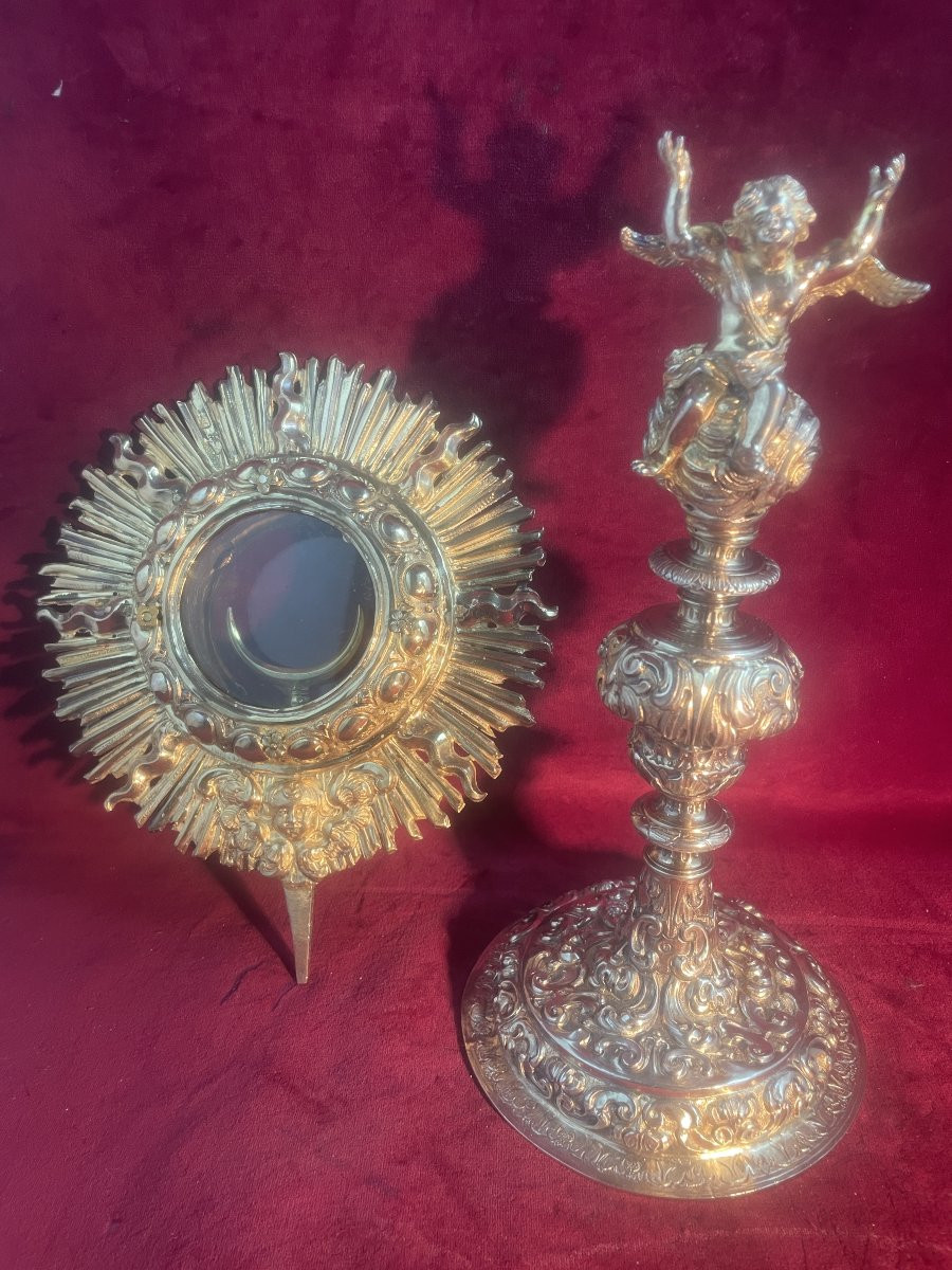 OSTENSOIR ITALIEN XVIII EME SIECLE EN VERMEIL-photo-3