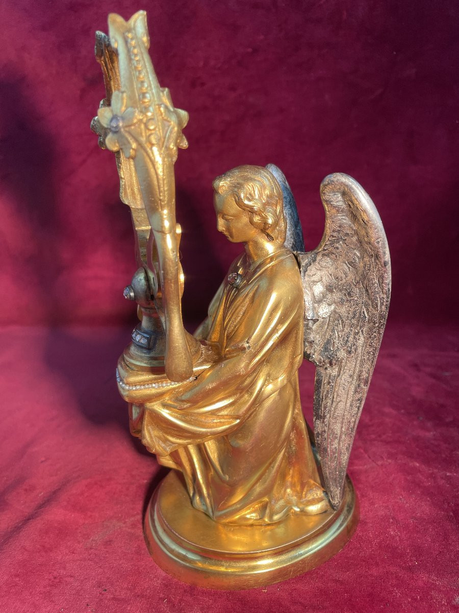 Bronze Angel Lunule Holder With Diamonds And Pearls-photo-3