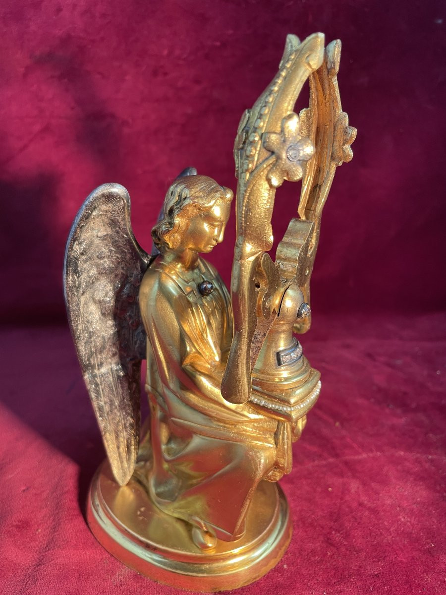 Bronze Angel Lunule Holder With Diamonds And Pearls-photo-4