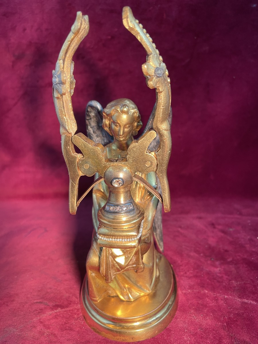 Bronze Angel Lunule Holder With Diamonds And Pearls