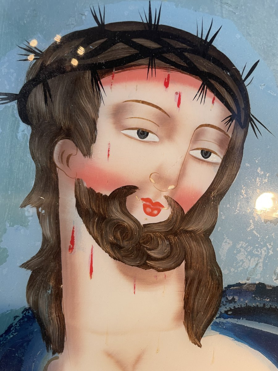 Ecce Homo Painting Under Glass Alsace -photo-4