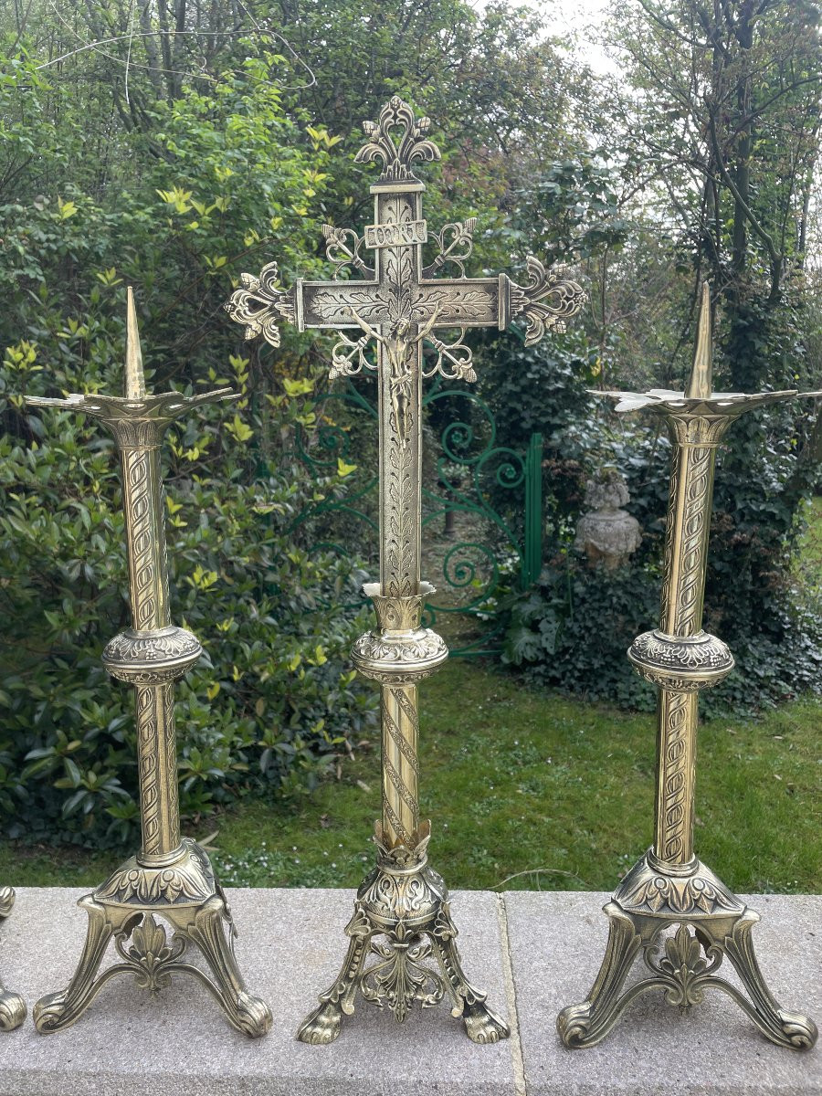 Complete Gilt Bronze Altar Set-photo-2