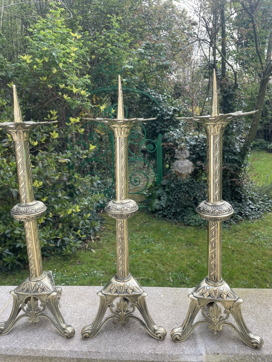 Complete Gilt Bronze Altar Set-photo-3