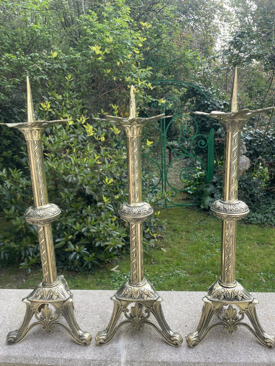 Complete Gilt Bronze Altar Set-photo-4
