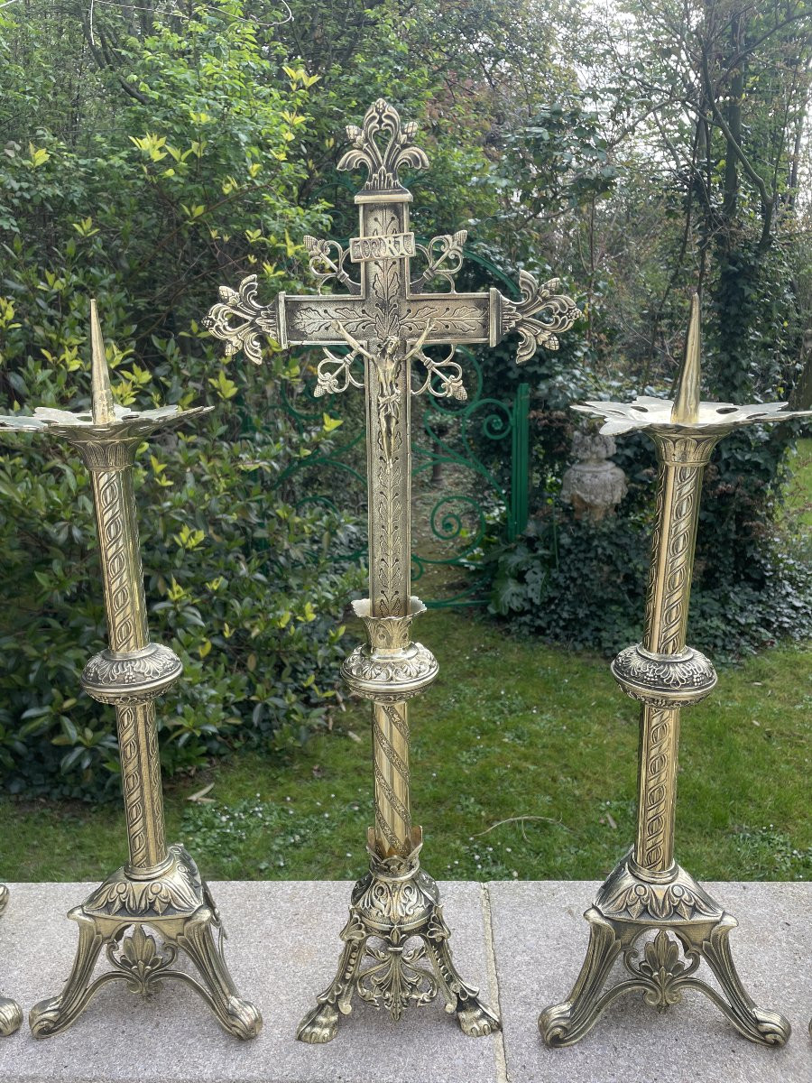 Complete Gilt Bronze Altar Set-photo-3