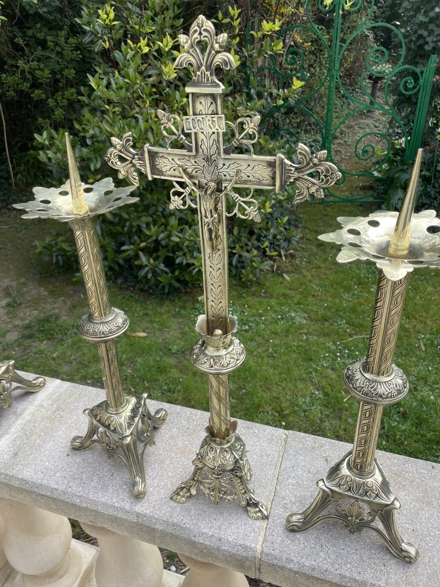 Complete Gilt Bronze Altar Set-photo-4