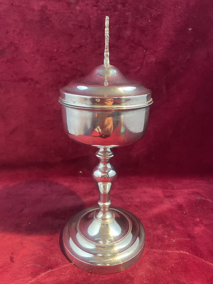 CIBOIRE METAL ARGENTE-photo-2