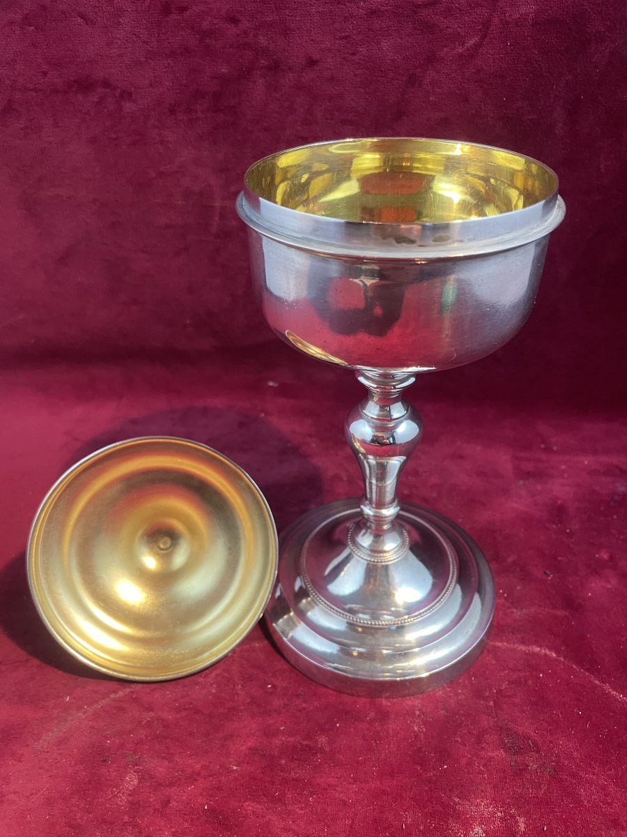 CIBOIRE METAL ARGENTE-photo-2