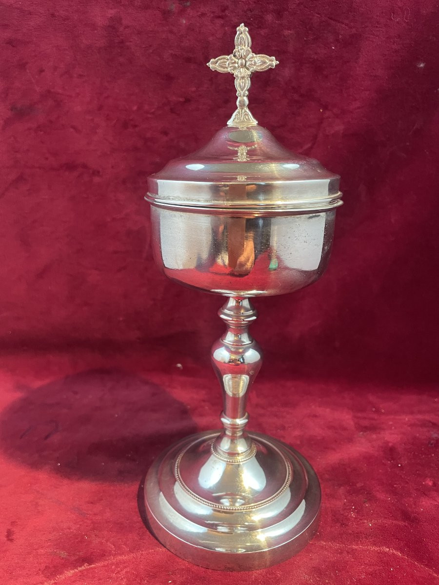 CIBOIRE METAL ARGENTE-photo-3